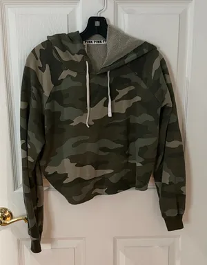 Victoria's Secret Pink Hoodie green camo size small cropped thumbnail 1