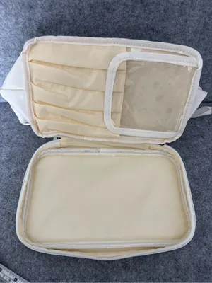 C Cream Leatherette Wristlet Cosmetic Pouch with Gold C Accent thumbnail 7