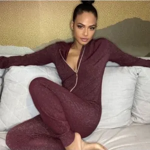 Savage X Fenty Sleep & Shine Hooded Jumpsuit Size Medium Burgundy Glitter‎ thumbnail 1