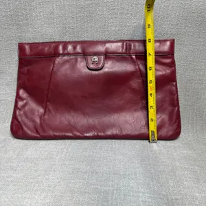 Etienne Aigner Vintage Oxblood Leather Clutch Bag Purse Large‎ Burgundy Maroon thumbnail 6