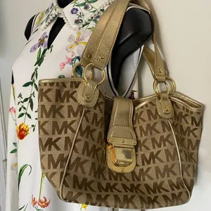 Michael Kors Medium Brown/Gold Fabric Shoulder Bag thumbnail 7