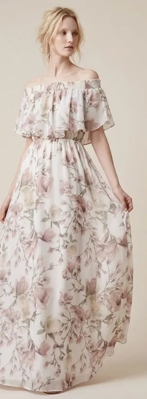NWT SHOW ME YOUR MUMU Floral Maxi Dress SMALL Hacienda in Ivory Crisp thumbnail 1