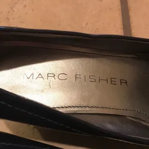 Marc Fisher Navy patent leather wedges thumbnail 2