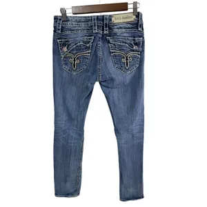 Rock Revival Johanna Straight Jeans Women's 28 Blue RJ8250T25 Embellished Boho thumbnail 2