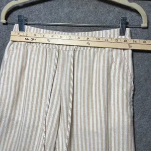 A New Day‎ Tan White Striped Linen Blend Wide Leg Drawstring Pants XS thumbnail 2