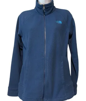 The North Face Women's Fleece Mock Neck Full Zip Up Jacket Blue M thumbnail 1