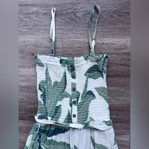 billabong Green Leaf Print Cropped Jumpsuit Wide Leg Size Medium Cotton blend thumbnail 6
