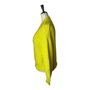Anthropologie Sweater Women Small Yellow Neon Honore Ribbed Wool Blend Preppy‎ thumbnail 5