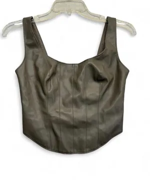Abercrombie & Fitch olive green leather crop top in XXS #leather #abercrombie thumbnail 1