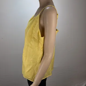 Boston Proper Polished Linen V-Neck‎ Tank Top Shirt Size XL Lemon Drop Yellow thumbnail 2
