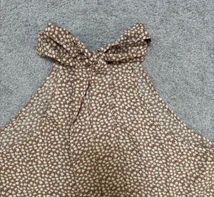 Shein Tan and White Heart Print Halter Dress thumbnail 4