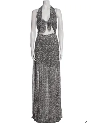 A.L.C. Frank Macpherson tie front halter cut out black and white maxi dress 2 thumbnail 3
