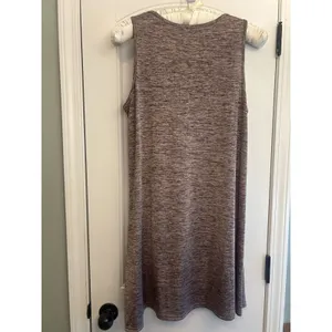 GM Women’s L/XL Boho Elephant Print Sleeveless Tunic Dress Feather Tie Brown Top thumbnail 13