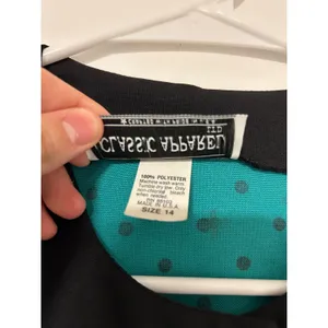 Classic Apparel Ltd 80s Vintage Teal Polka Dot Button Front Blazer Puff Shoulder thumbnail 4