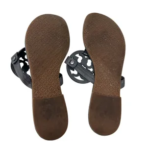 TORY BURCH Gray Grey Leather Miller Classic Designer Logo Sandals Flip Flop Sz 9 thumbnail 5