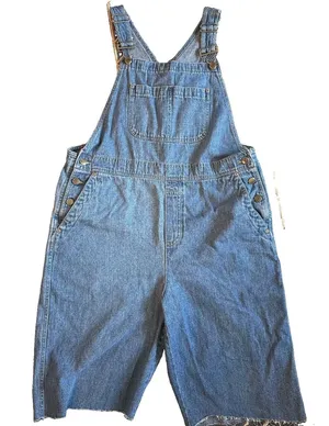 Vintage 90's Crazy Horse Liz Claiborne Women's Denim Overalls Crop Raw Hem Blue thumbnail 1