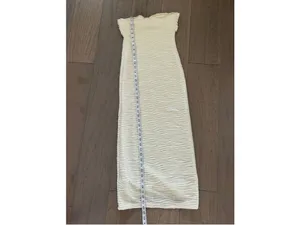 Women's Strapless Midi Dress, Size XS, White wave texture pattern thumbnail 7