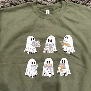 Book Reading Ghost Sweatshirt in Green, Size M​​​​​ thumbnail 3