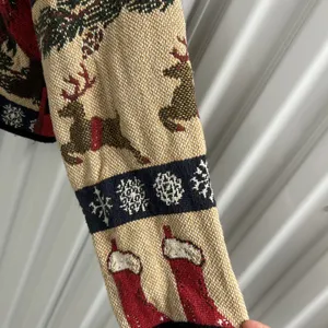 Unique Vintage Christmas Theme Thick Cotton Cardigan Made In Texas thumbnail 6
