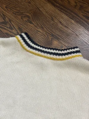 Top shop oversized puff striped sleeve mock neck cable knit sweater medium thumbnail 5