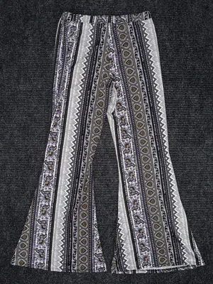 Eye Candy Women's Boho Mid Rise Flare Pants L Festival Multicolor Hippie Gypsy Paisley thumbnail 2