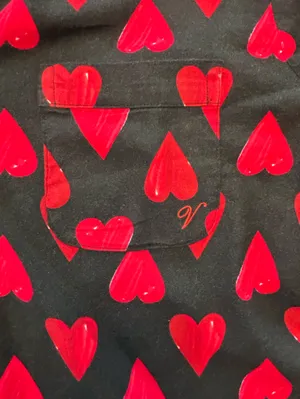 Victoria’s Secret Black Red Heart pattern Button Up cozy Flannel pajama Set SM thumbnail 6