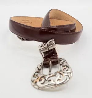 Barse Womens M Burgundy Brown English Leather Silver Tone Filgree Boho Western thumbnail 1