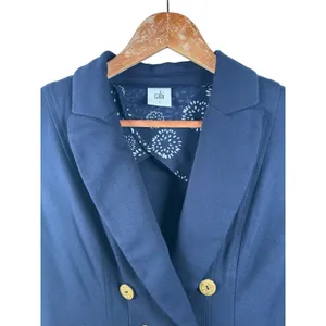 Cabi Size‎ 4 Navy Blue Double Breasted Blazer Gold Anchor Buttons Professional thumbnail 2