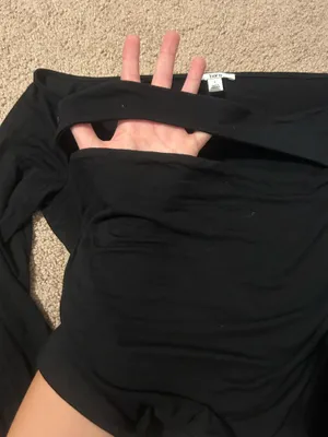 Bar III Black Off-Shoulder Long Sleeve Top thumbnail 2