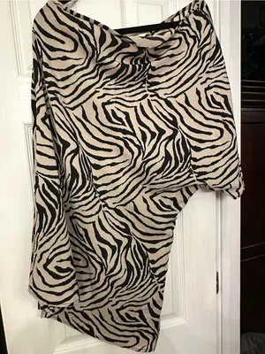 SHEIN Black and Beige Zebra-Print One-Shoulder Dress thumbnail 2