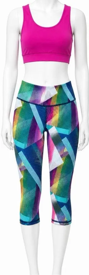 Victoria's Secret Set | NWOT Hot Pink Sports Bra & Geometric Crop Leggings (S) thumbnail 1
