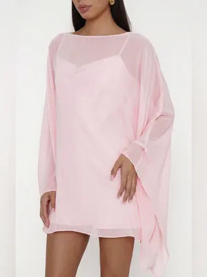 NWT Show Me Your Mumu Olsen Mini Dress Size XXL caftan powder pink chiffon thumbnail 4