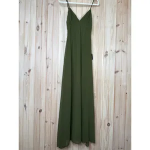 NWT Lulus Marveled Beauty Olive Green Sleeveless Tie-Front Maxi Dress Gala M thumbnail 3