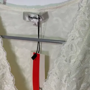 NWT Popilush Lace Bodysuit‎ White Deep V Thong Shapewear Tummy Control Small thumbnail 6