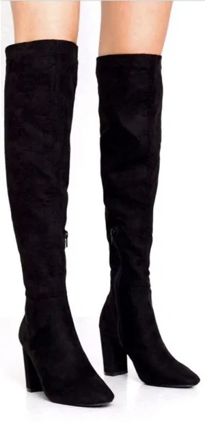 Madden Girl Felize Over-The-Knee Boots Black Almond Toe Zip Heel Sz 8.5 NEW thumbnail 1