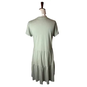 Monrow Tiered Henley Dress Women Small Sage Green Supima‎ Cotton Modal Mini USA thumbnail 3
