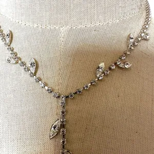 Rhinestone lariat vintage necklace thumbnail 2
