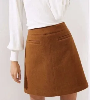 LOFT Wool Blend A-Line Mini Skirt Brown Sz 2 thumbnail 1