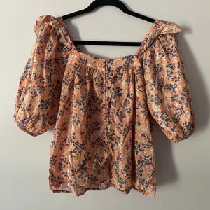 Cleobella Pink Blue Floral Peasant Blouse Button Down Cotton Women's size Small thumbnail 1