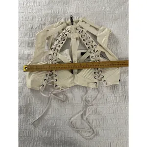 Dolls kill RUDE AWAKENING HARNESS BRA TOP Size Small Club Exx Ivory Faux Leather thumbnail 11