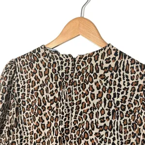 ZARA Leopard Print Babydoll Mini Dress Size S Skater Brown Animal Print Indie thumbnail 8