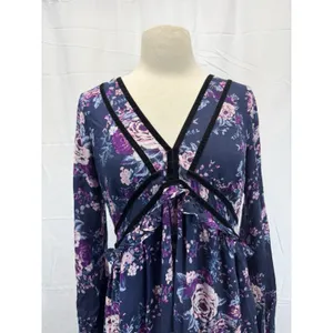 Altar’d State Boho Maxi Dress M Floral Navy Empire Waist Fairy Whimsgoth thumbnail 3