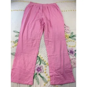 Candace Cameron Bure‎ Pink Smocked Waist Wide Leg Pants Cotton Linen Blend L thumbnail 3