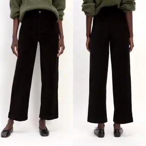 Everlane The Corduroy Wide-Leg Pants High Rise in Black Pockets Size 10 thumbnail 5
