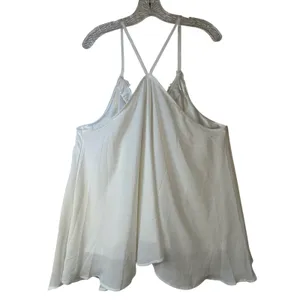 OURS White Lace Trim V-Neck Cami‎ Tank Top Flowy Racerback Spaghetti Strap XL thumbnail 2