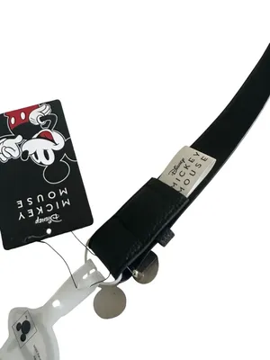 DISNEY Mickey Mouse Women's Silver Black Logo Belt Size Small NEW NWT thumbnail 6