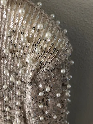 Mable silver gold shimmer sequin with beaded pearl accents NWT S thumbnail 6