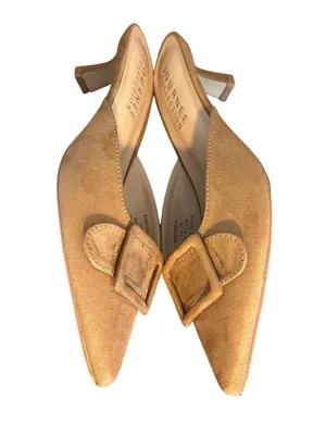 Journee Collection Vianna Slip On Mules Tan Pointed Toe Shoes Buckle Sz 7.5 thumbnail 4