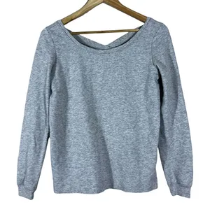 Aerie Crisscross V-Back Heathered Sweatshirt Grey Balletcore Long Sleeve Size S thumbnail 1