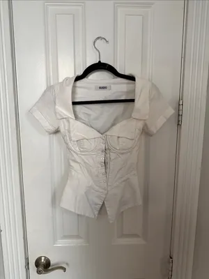 Danielle Guizio Lia Buttondown Corset White Top XXS thumbnail 2
